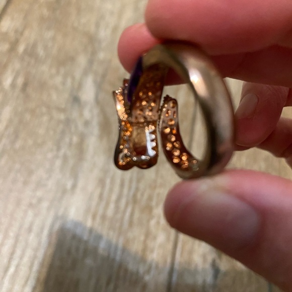 Free People Rhinestone Dragon Ring With Pink Jewel Eyes Rose Gold Color Y2k 10 - Picture 6 of 8